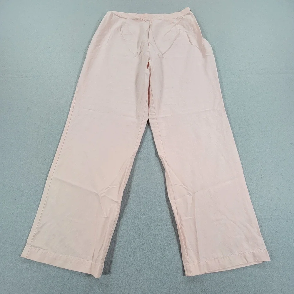 Tropical Al Silk Straight Leg Pants Women's Petite Large Pink Resort Coastal - Picture 2 of 10